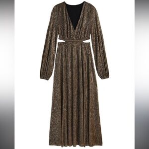 Boden Metallic Gold Long Sleeve Dress